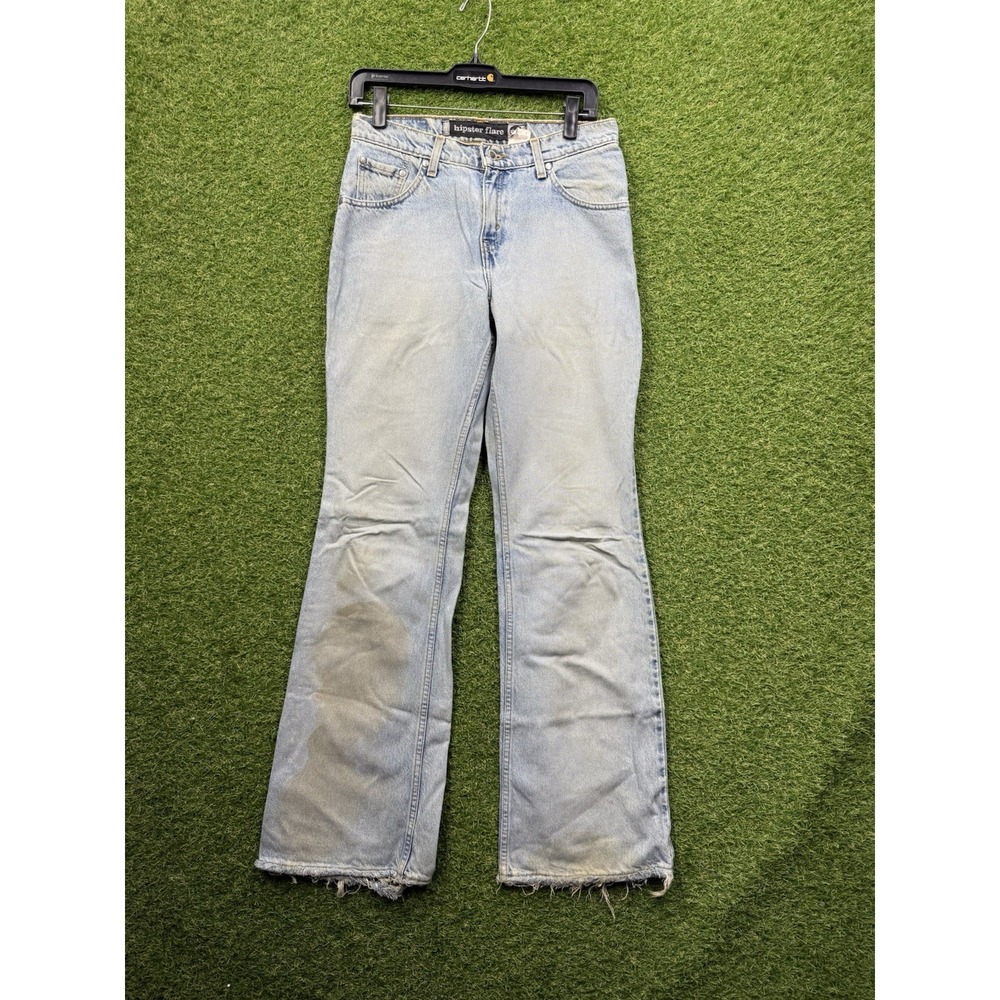 Vintage Levis Jeans Womens 7 L Silvertab Flared Light Wash Denim Distressed 90s